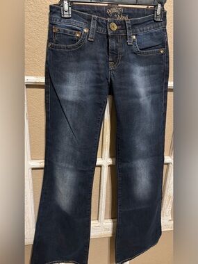 NWOT Y2K Mavi Women's HipHugger Bootcut/Flare Jeans in Dark Indigo; Sz 25